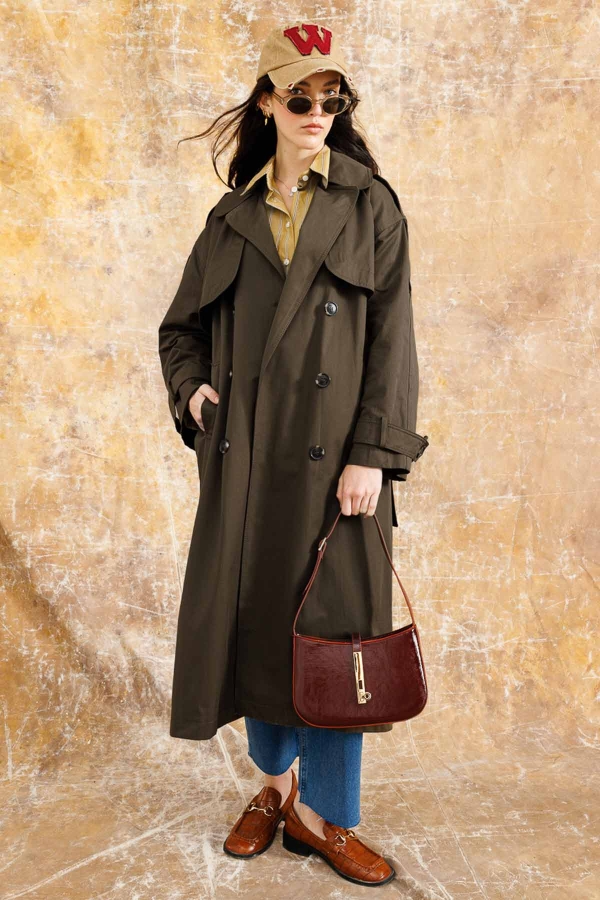 Aller Detaylı Gabardin Kahve Trençkot · 5