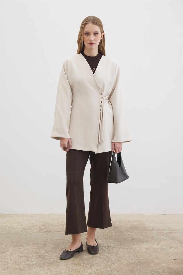 Hooopstore - Bağlama Detaylı Taş Ceket