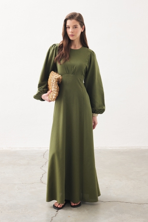 Balon Kol Matcha Elbise (1)