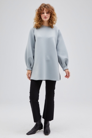 Balon Kol Puf Sweatshirt - Gri