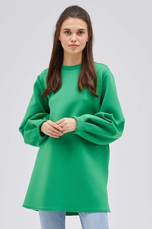Balon Kol Puf Sweatshirt - Yeşil