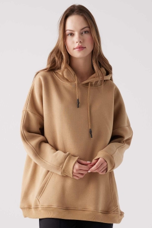 Basic Hoodie Sweatshirt - Camel