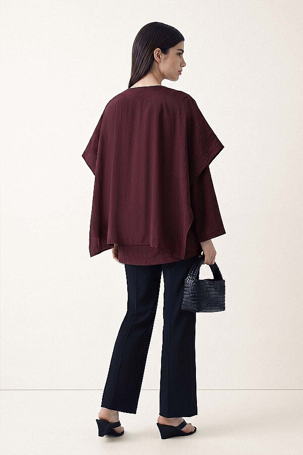 Broşlu Pelerin Bordo Bluz · 5