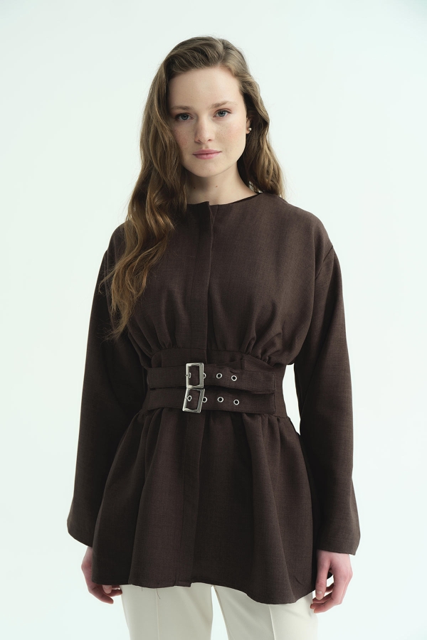Çift Tokalı Acı Kahve Tunik · 4