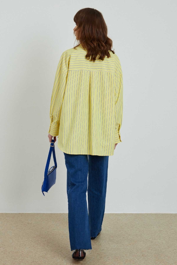 Çizgili Oversize Sarı Gömlek · 7