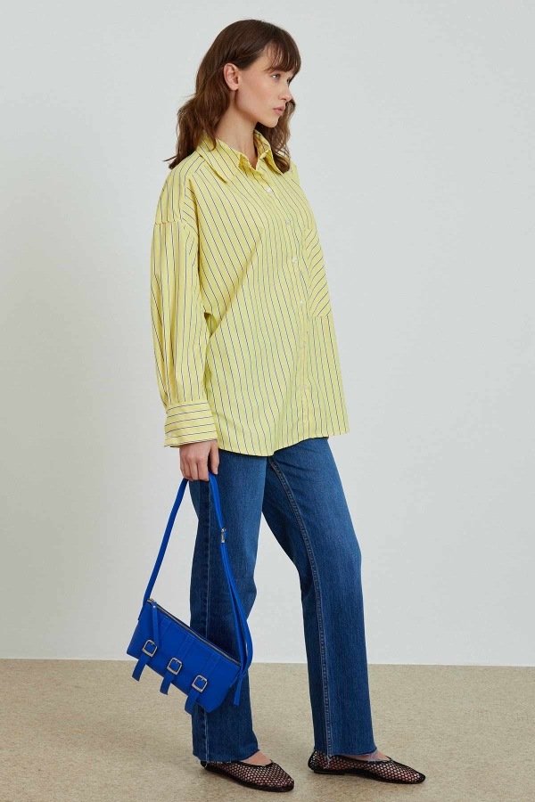 Çizgili Oversize Sarı Gömlek · 5