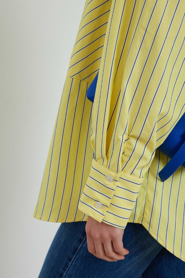 Çizgili Oversize Sarı Gömlek · 6