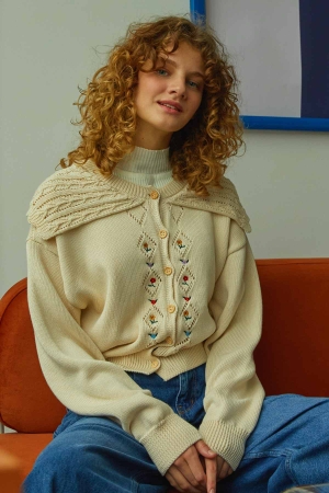 Daisy Hırka - Kırık Ekru