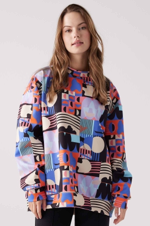 Desenli Scuba Dalgıç Sweatshirt - Lila