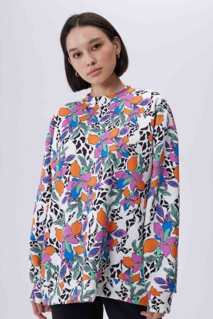 Desenli Scuba Dalgıç Sweatshirt - Turuncu
