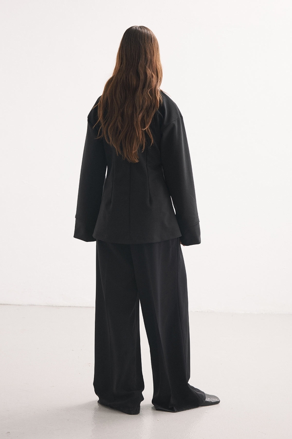 Düğme Detaylı Siyah Kimono Bluz · 7