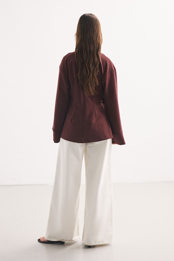 Düğme Detaylı Vişne Kimono Bluz · 7