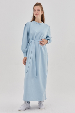 Uzun Sweat Elbise - Mavi
