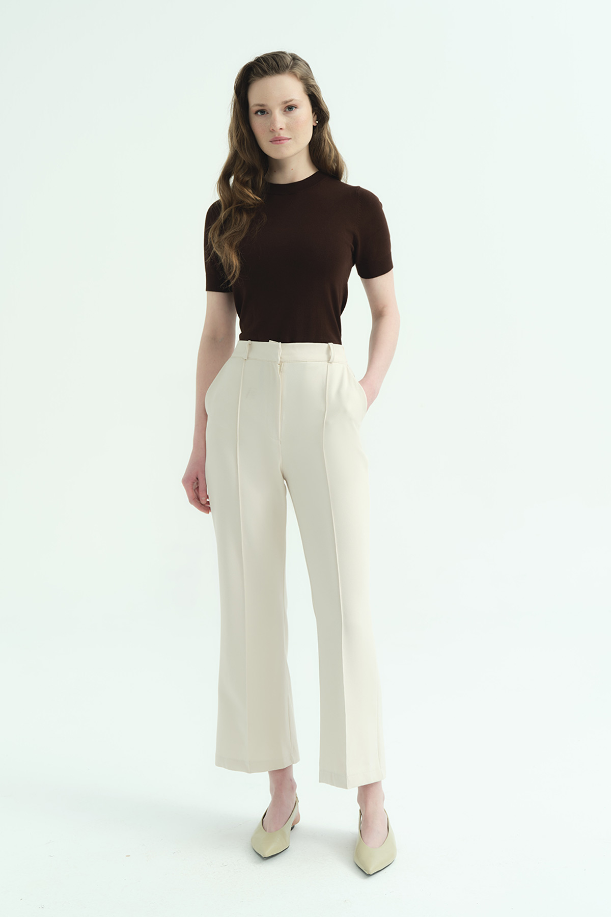 Flare Krem Pantolon