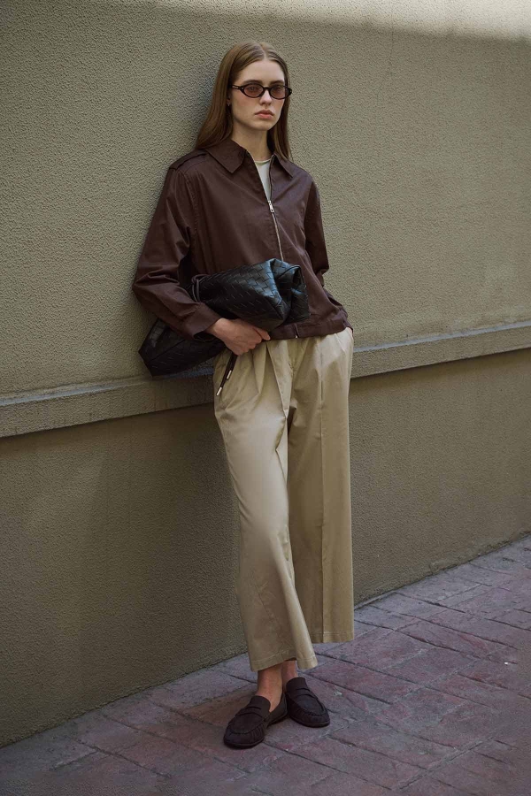 Hooopstore - Gabbro Pile Detaylı Kum Beji Pantolon