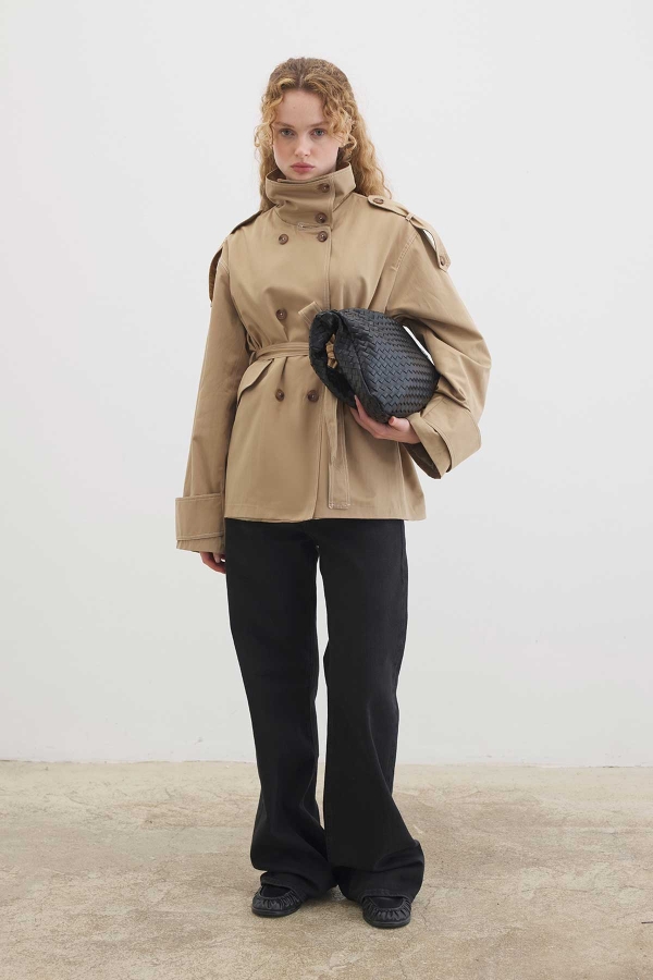 Geniş Yaka Camel Trençkot · 4