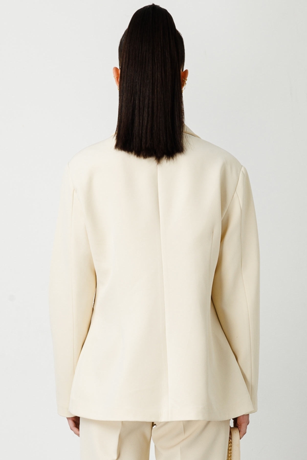 Gold Düğmeli Blazer Krem Ceket · 9
