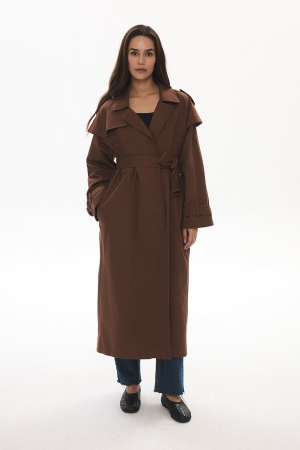 Aller Detaylı Kahve Gabardin Trençkot
