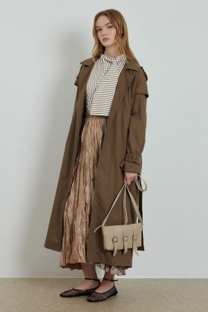 Aller Detaylı Vizon Gabardin Trençkot