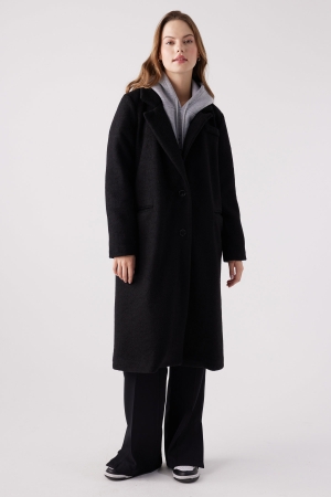 Kruvaze Blazer Kaban - Siyah