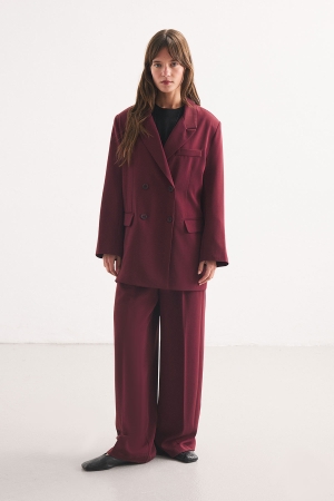 Kruvaze Blazer Mürdüm Ceket (1)