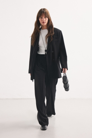 Kruvaze Blazer Siyah Ceket (1)