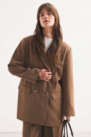 Kruvaze Blazer Vizon Ceket (1)