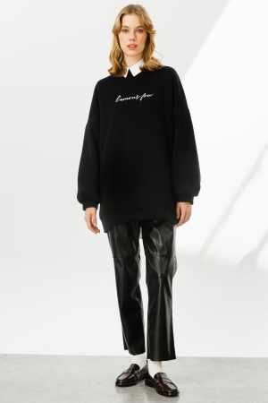 Lamous Nakışlı Sweatshirt - Siyah
