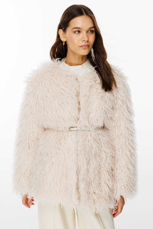 Hooopstore - Metal Tokalı Ekru İnce Kemer