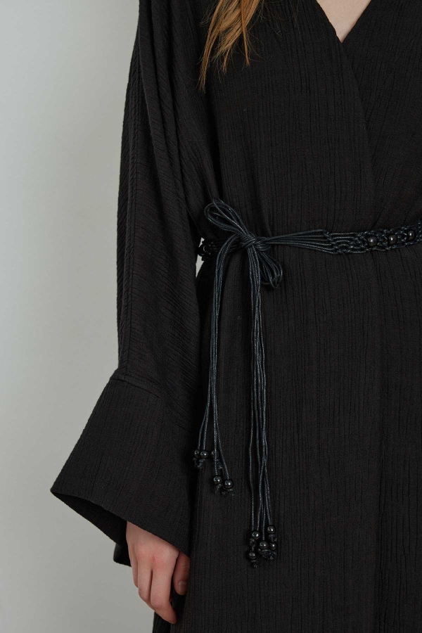 Organik Dokulu Siyah Kimono · 6