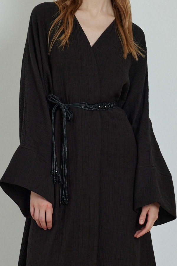 Organik Dokulu Siyah Kimono · 3