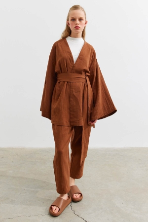 Müslin Kimono - Kahve