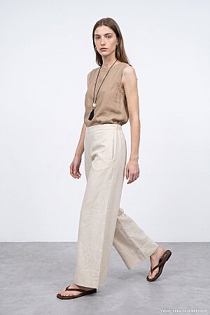 Naturel Geniş Paça Pantolon (1)