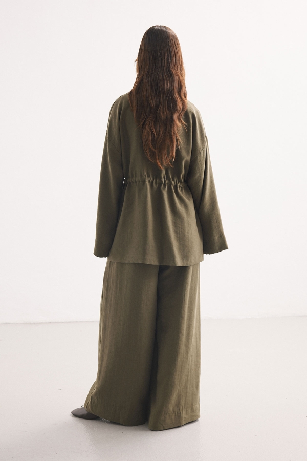 Önden Bağlama Detaylı Haki Kimono Pantolon Takım · 7