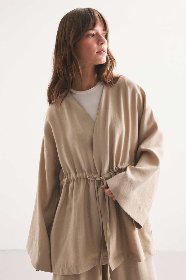 Önden Bağlama Detaylı Taş Kimono Pantolon Takım · 3