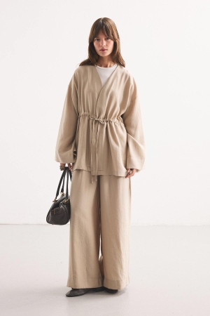 Önden Bağlama Detaylı Taş Kimono Pantolon Takım (1)