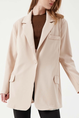 Oversize Blazer Ceket - Taş