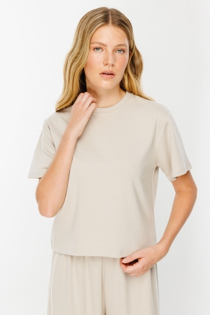 Pamuklu Basic Bej Tshirt