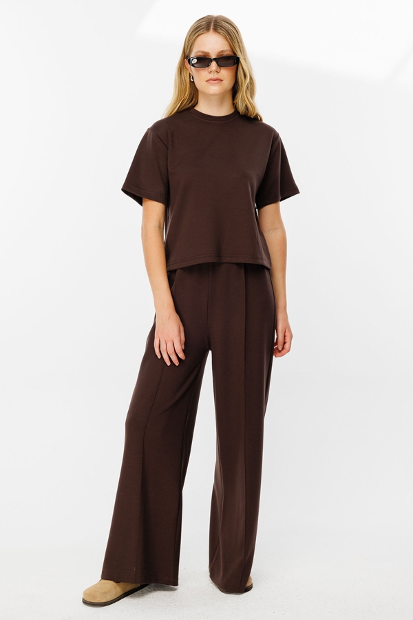 Pamuklu Basic Kahve Tshirt · 2
