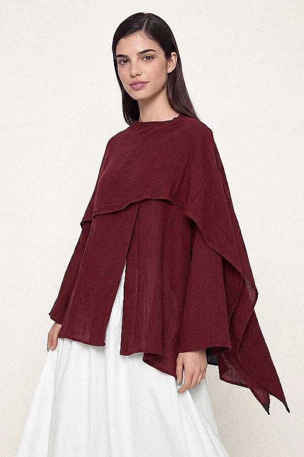 Pelerin Detaylı Bordo Tunik · 4