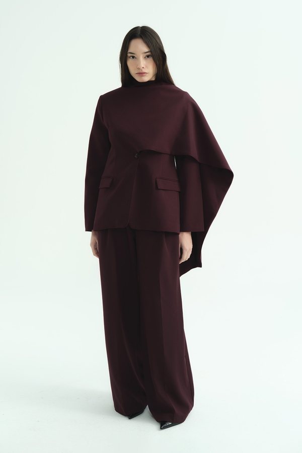 Hooopstore - Pelerin Detaylı Burganya Blazer Ceket