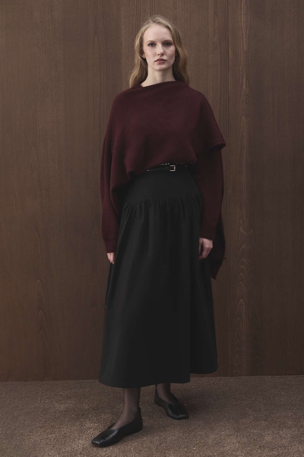 Hooopstore - Pelerin Detaylı Triko Burganya Kazak