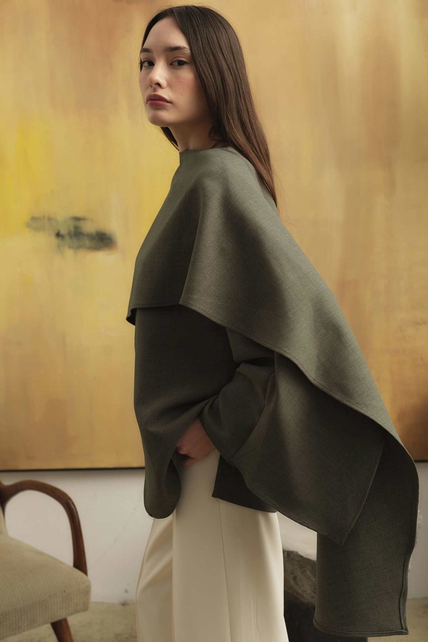 Hooopstore - Pelerin Detaylı Vizon Tunik