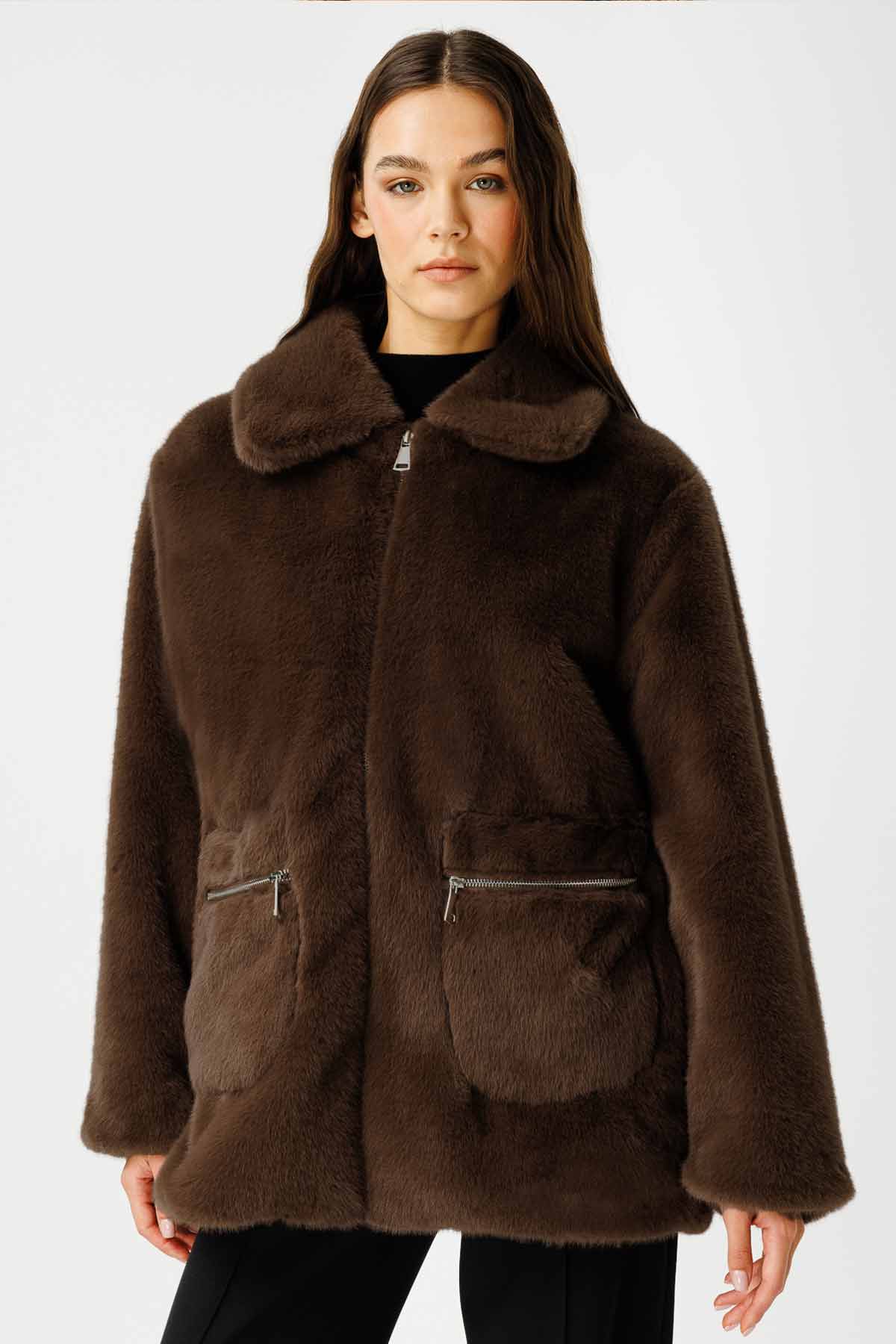Peluş Vizon Kaban