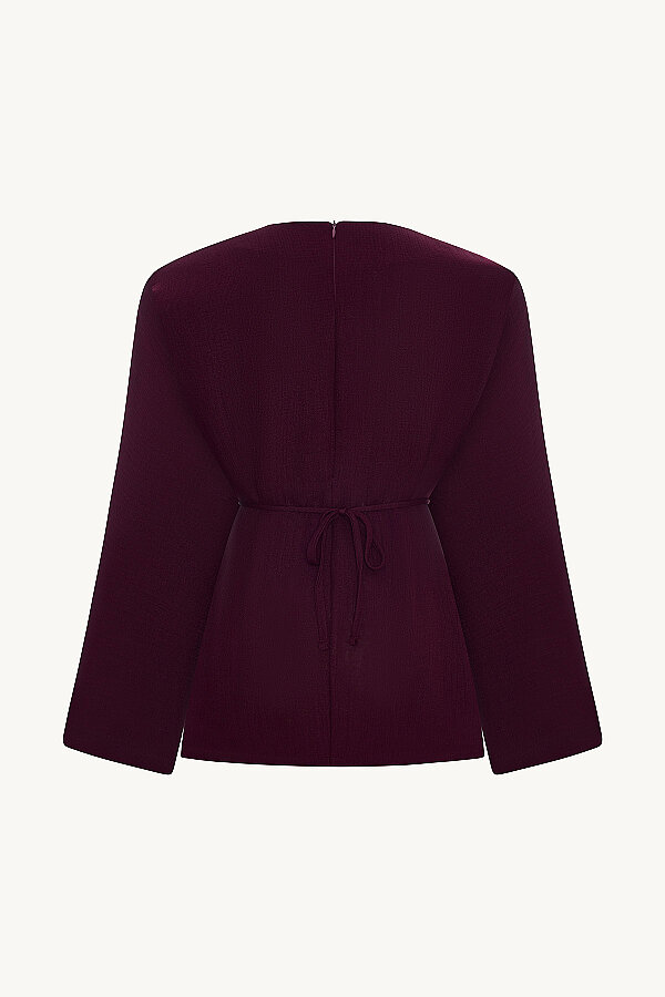 Pile Detaylı Bordo Bluz Pantolon Takım · 6
