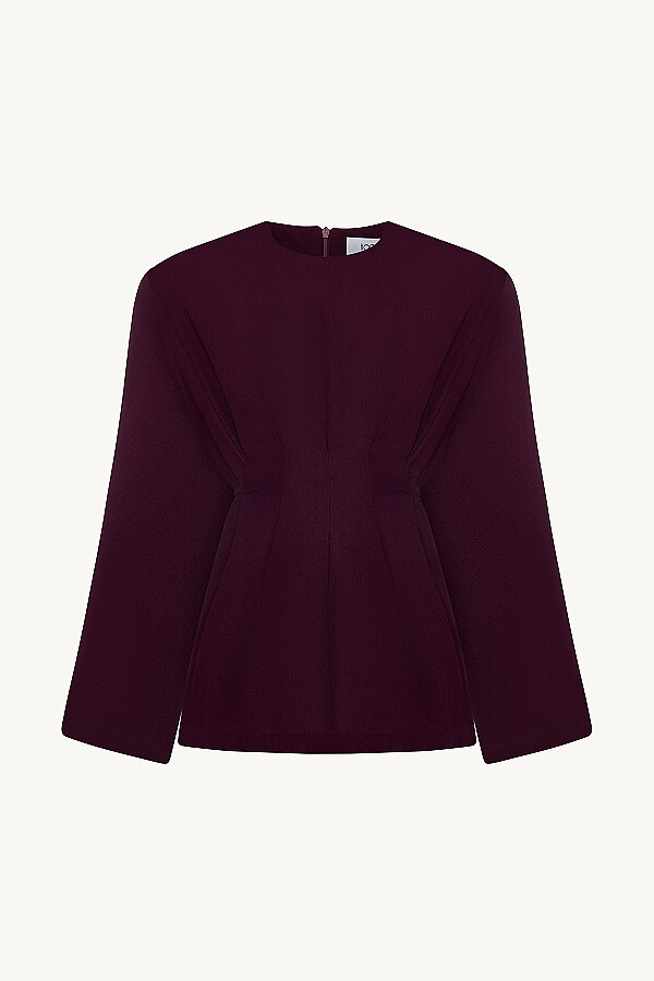Pile Detaylı Bordo Bluz Pantolon Takım · 4