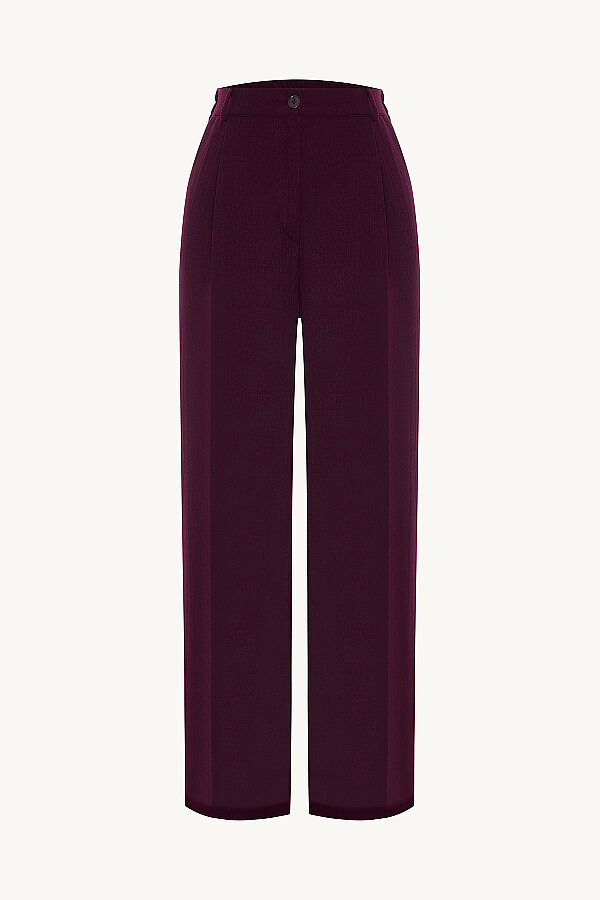 Pile Detaylı Bordo Bluz Pantolon Takım · 7