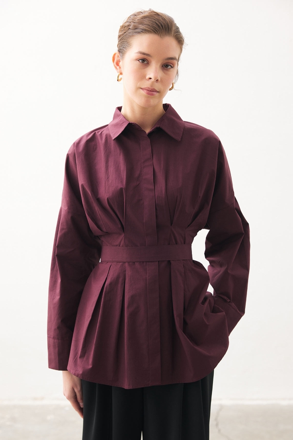 Pilili Poplin Bordo Gömlek · 3