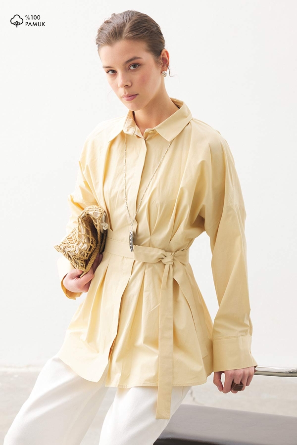 Hooopstore - Pilili Poplin Butter Yellow Gömlek