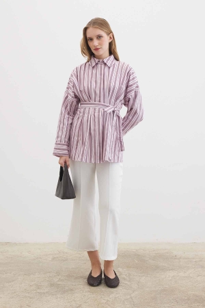 Pilili Poplin Soft Mürdüm Gömlek (1)